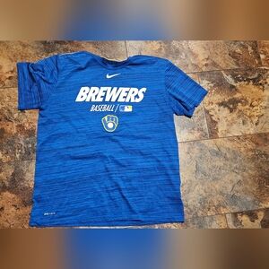 Nike Blue and Yellow Dri-Fit Tee